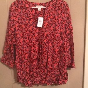 NWT Motherhood Maternity Pink Floral Tunic Sz Lg